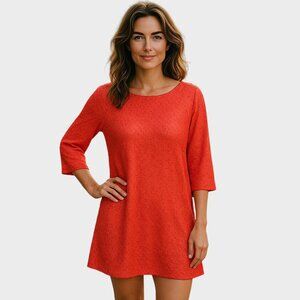 Gianni Bini Dress Womens 12 Red Knit Stretch Shift 3/4 Sleeve Casual Chic
